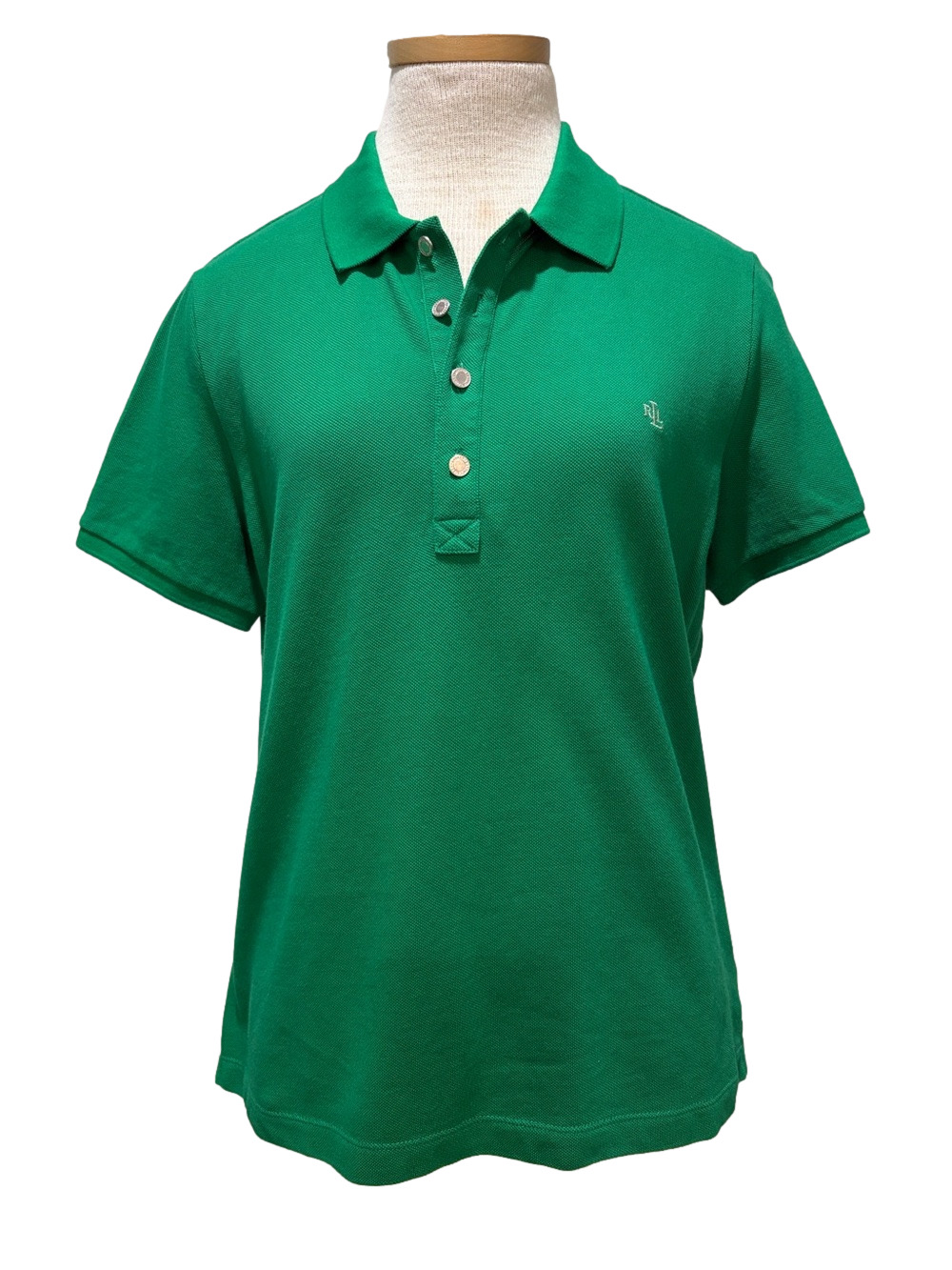 Lauren Ralph Lauren sz L kelly green cotton polo shirt with logo